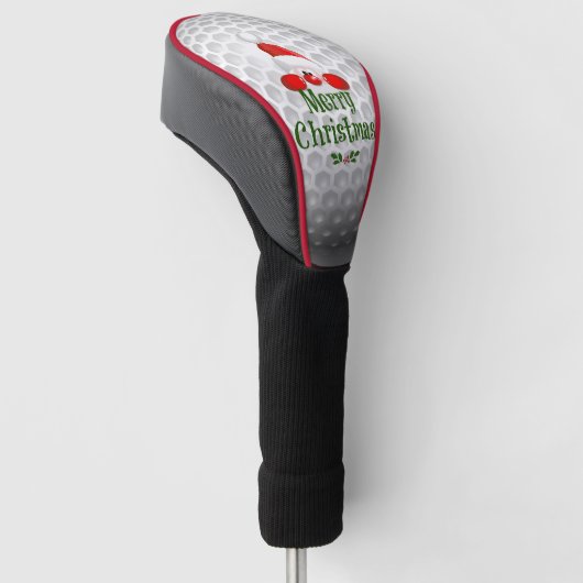 Golferkerstman, "prettige kerst"-groeten golfheadcover (Schuin)