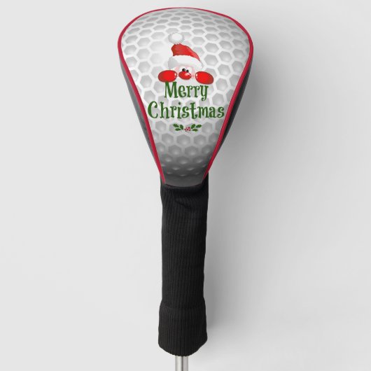 Golferkerstman, "prettige kerst"-groeten golfheadcover (Voorkant)
