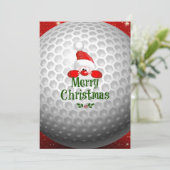 Golferkerstman, "prettige kerst"-groeten kaart (Staand voorkant)
