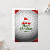 Golferkerstman, "prettige kerst"-groeten kaart (Voorkant / Achterkant in situ)