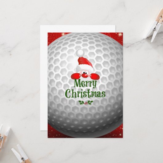 Golferkerstman, "prettige kerst"-groeten kaart (Voorkant / Achterkant in situ)