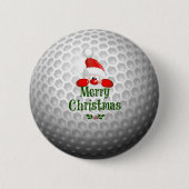 Golferkerstman, "prettige kerst"-groeten ronde button 5,7 cm (Voorkant)