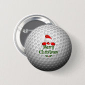 Golferkerstman, "prettige kerst"-groeten ronde button 5,7 cm (Voorkant /achterkant)
