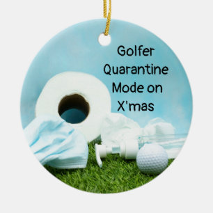 Golferquarantaine, kerstmasker en -weefsel keramisch ornament