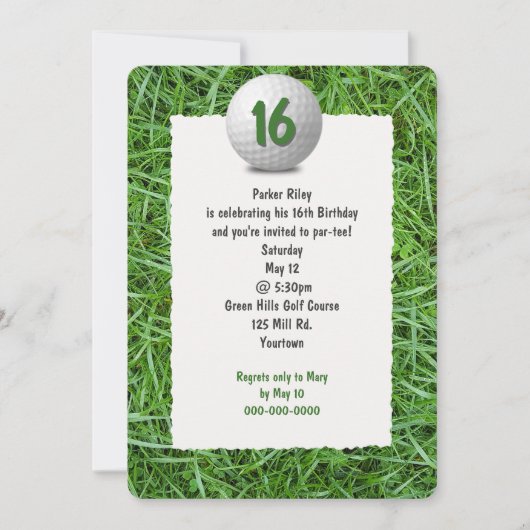 Golfer's 16e verjaardag kaart (Voorkant)