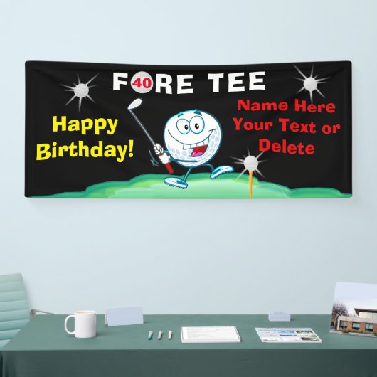 Golfers 40th Birthday Banner Jouw tekst en kleuren (Beurs)