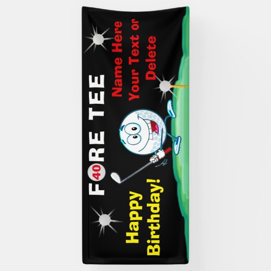 Golfers 40th Birthday Banner Jouw tekst en kleuren (Verticaal)