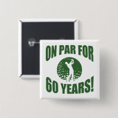 Golfer's 60ste verjaardag vierkante button 5,1 cm (Voorkant /achterkant)