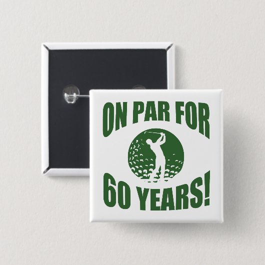 Golfer's 60ste verjaardag vierkante button 5,1 cm (Voorkant /achterkant)