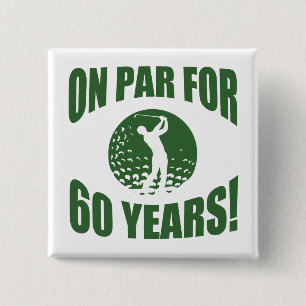 Golfer's 60ste verjaardag vierkante button 5,1 cm
