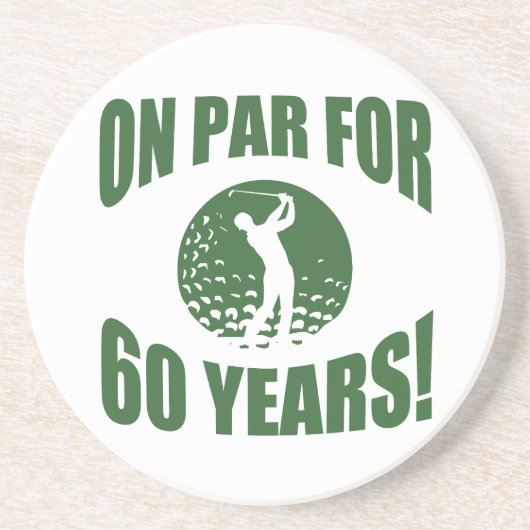 Golfer's 60ste verjaardag zandsteen onderzetter (Voorkant)