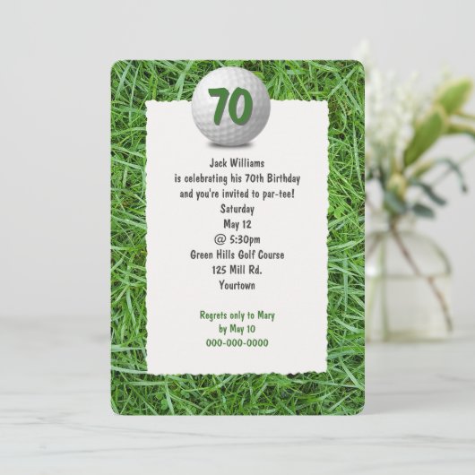 Golfer's 70e uitnodiging op de Birthday Party (Staand voorkant)
