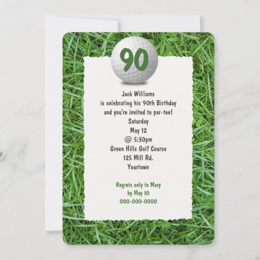 Golfer's 90e verjaardag kaart (Voorkant)