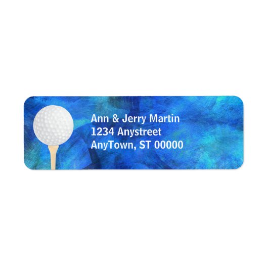 Golfers Adres Label Golf Ball Blauw en Wit (Voorkant)