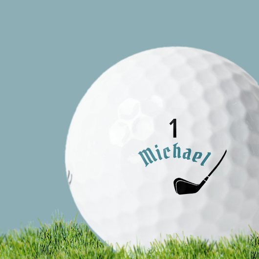 golfer's ball met naam en nummer één golfballen