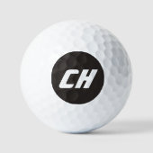 Golfer's Bold Initialen in Black Circle Monogram Golfballen (Voorkant)
