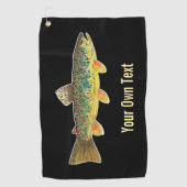 Golfer's bruine forel vliegt met angler's golfhanddoek (Voorkant)