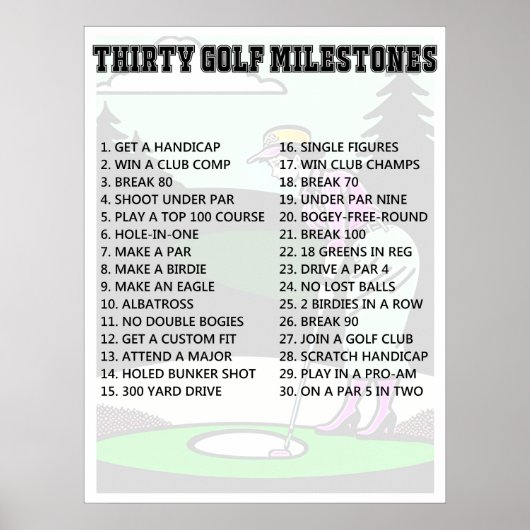 Golfer's Bucket List Poster (Voorkant)