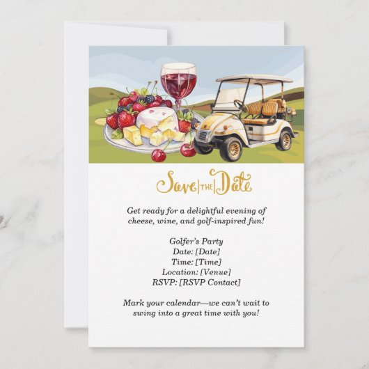 Golfer's Cheese & Wine Party - Bewaar de datum! Kaart (Voorkant)