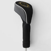 Golfers Club Naam Datum Zwart en Goud Golfheadcover (Schuin)