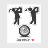 Golfers en Golfbal Sticker (Vel)