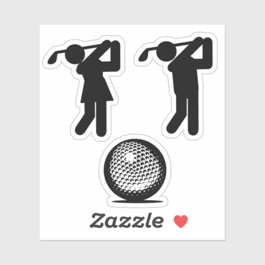Golfers en Golfbal Sticker (Vel)