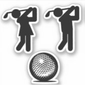 Golfers en Golfbal Sticker (Voorkant)