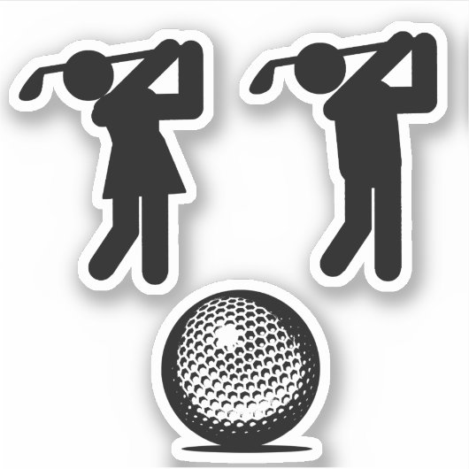 Golfers en Golfbal Sticker (Voorkant)