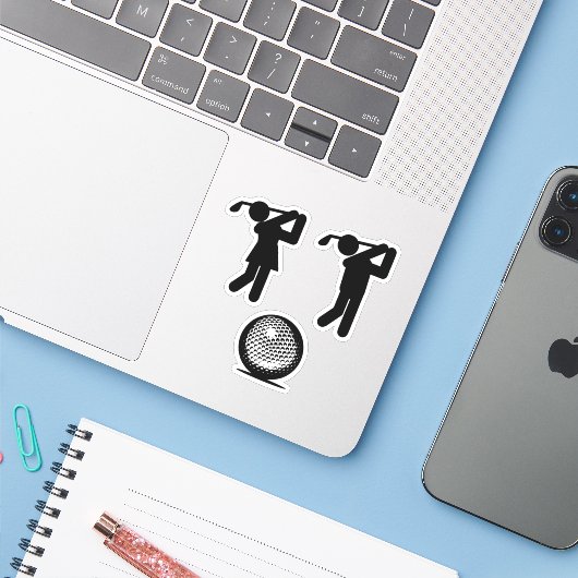 Golfers en Golfbal Sticker (Laptop met iPhone)