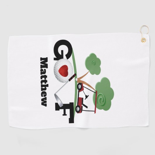 Golfers gepersonaliseerde golfkar golfhanddoek (Horizontaal)