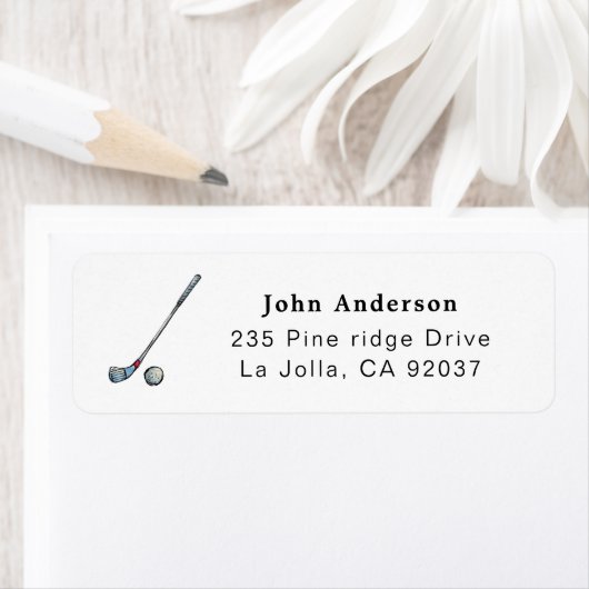 Golfers Golfclubs en bal Retouradres Etiket (Insitu)