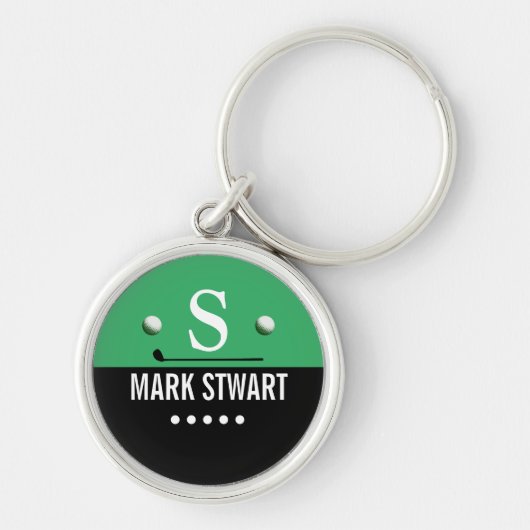 Golfer's Green Black Monogram Sleutelhanger (Voorkant)