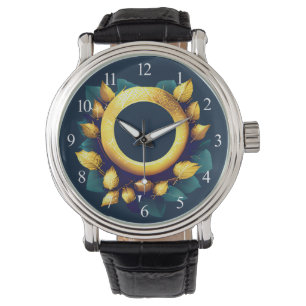 Golfers Green en Gold Wreath Horloge