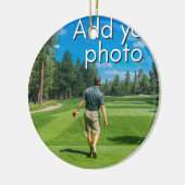 Golfers Hole in één, voeg je foto toe schattig Keramisch Ornament (Links)