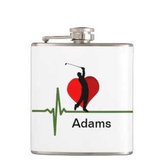 Golfers Lifeline met Heart Gold Flask Heupfles