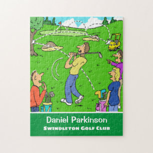 Golfer's Lucky Golf Shot Cartoon Legpuzzel