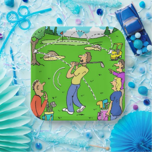 Golfer's Lucky Golf Shot Illustratie over Papieren Bordje (Feest)