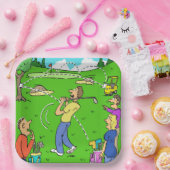 Golfer's Lucky Golf Shot Illustratie over Papieren Bordje (Feest)
