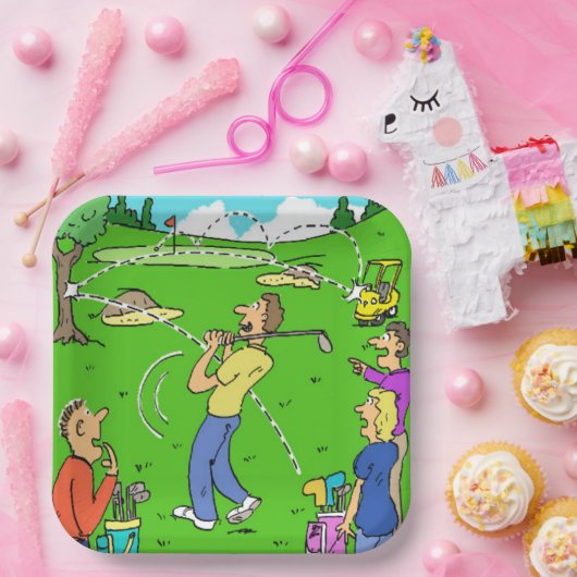 Golfer's Lucky Golf Shot Illustratie over Papieren Bordje (Feest)