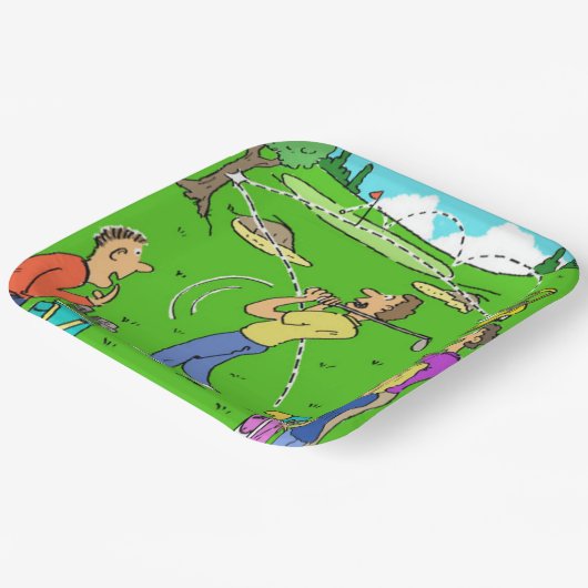 Golfer's Lucky Golf Shot Illustratie over Papieren Bordje (Gebogen)