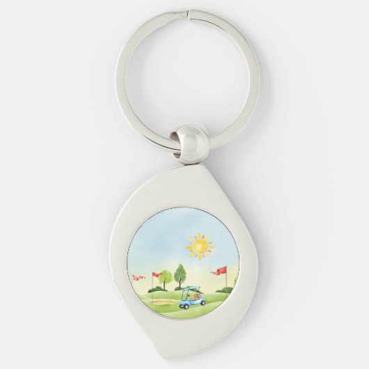 Golfer's Metale Sleutelhanger (Voorkant)