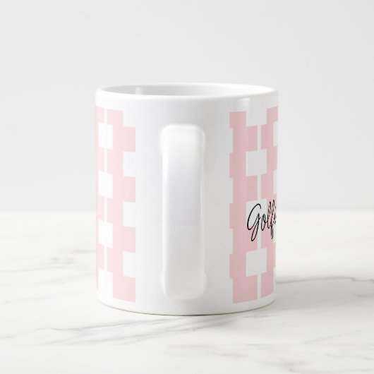 Golfers Mok, golfen is mijn leven! Roze wit vierka Grote Koffiekop (Achterkant)