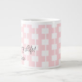 Golfers Mok, golfen is mijn leven! Roze wit vierka Grote Koffiekop (Voorkant)