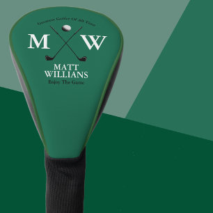 Golfers Monogram op Groene Aangepaste Golfclub Golfheadcover