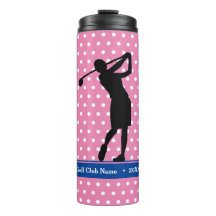 Golfer's roze polka dot thermische waterfles