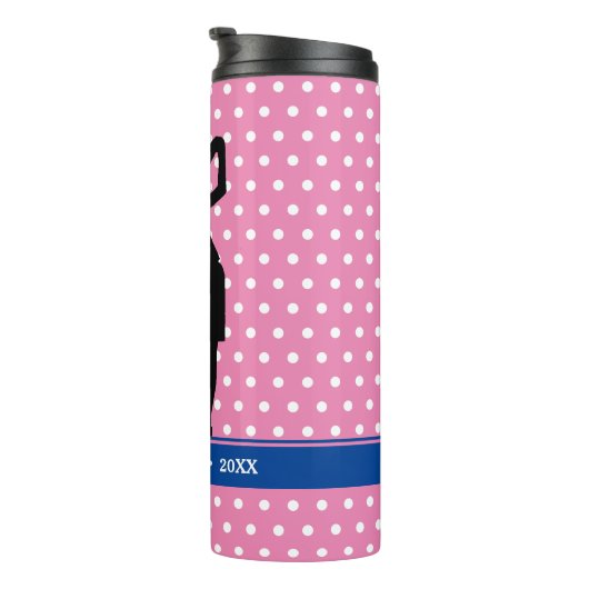Golfer's roze polka dot thermische waterfles thermosbeker (Geroteerd rechts)
