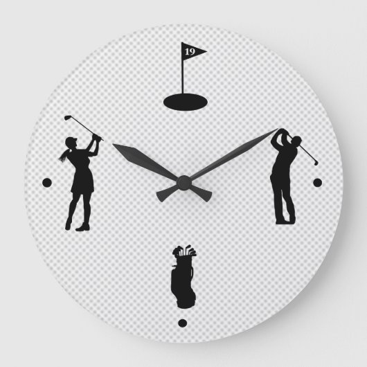Golfers Silhouetten Wandklok (Voorkant)