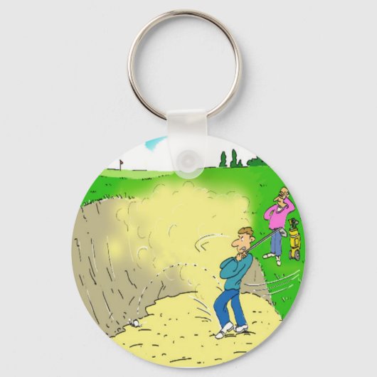Golfer's Stuck in een Bunker. Funny Cartoon Sleutelhanger (Voorkant)