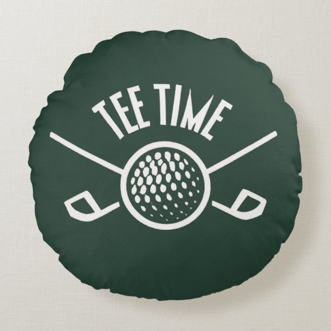 Golfers T-shirt Tijd Rond Kussen (Voorkant)