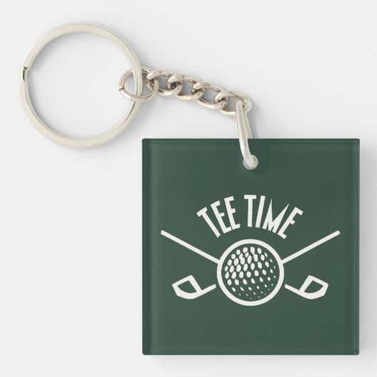Golfers T-shirt Tijd Sleutelhanger (voorkant)
